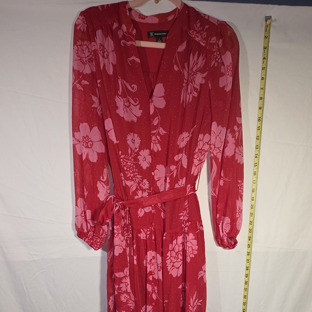 INC International Concepts Pink Floral Long Sleeve Dress